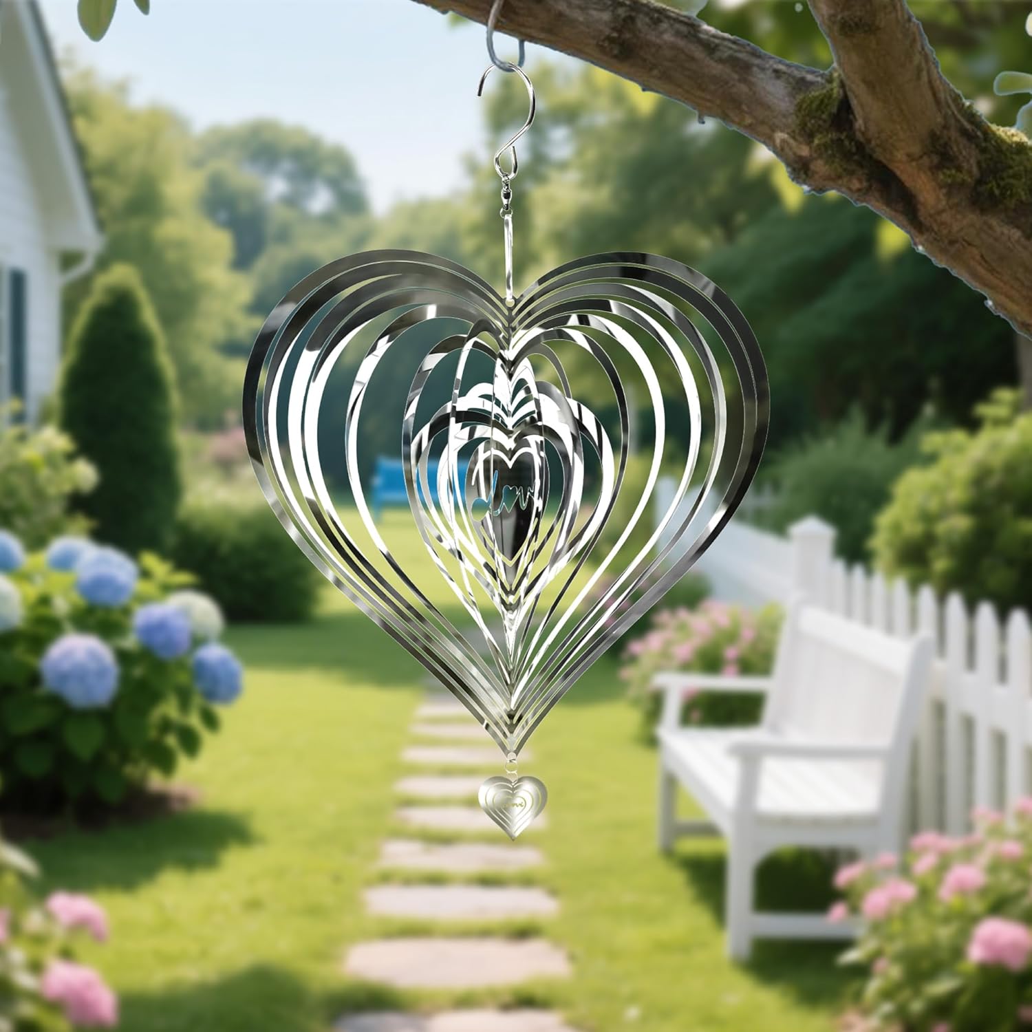 HOOSUN メタルウィンドスピナー 屋外 庭や庭の装飾用 反射する鳥の抑止力 窓 パティオポーチ外 ステンレススチール 3D 吊り