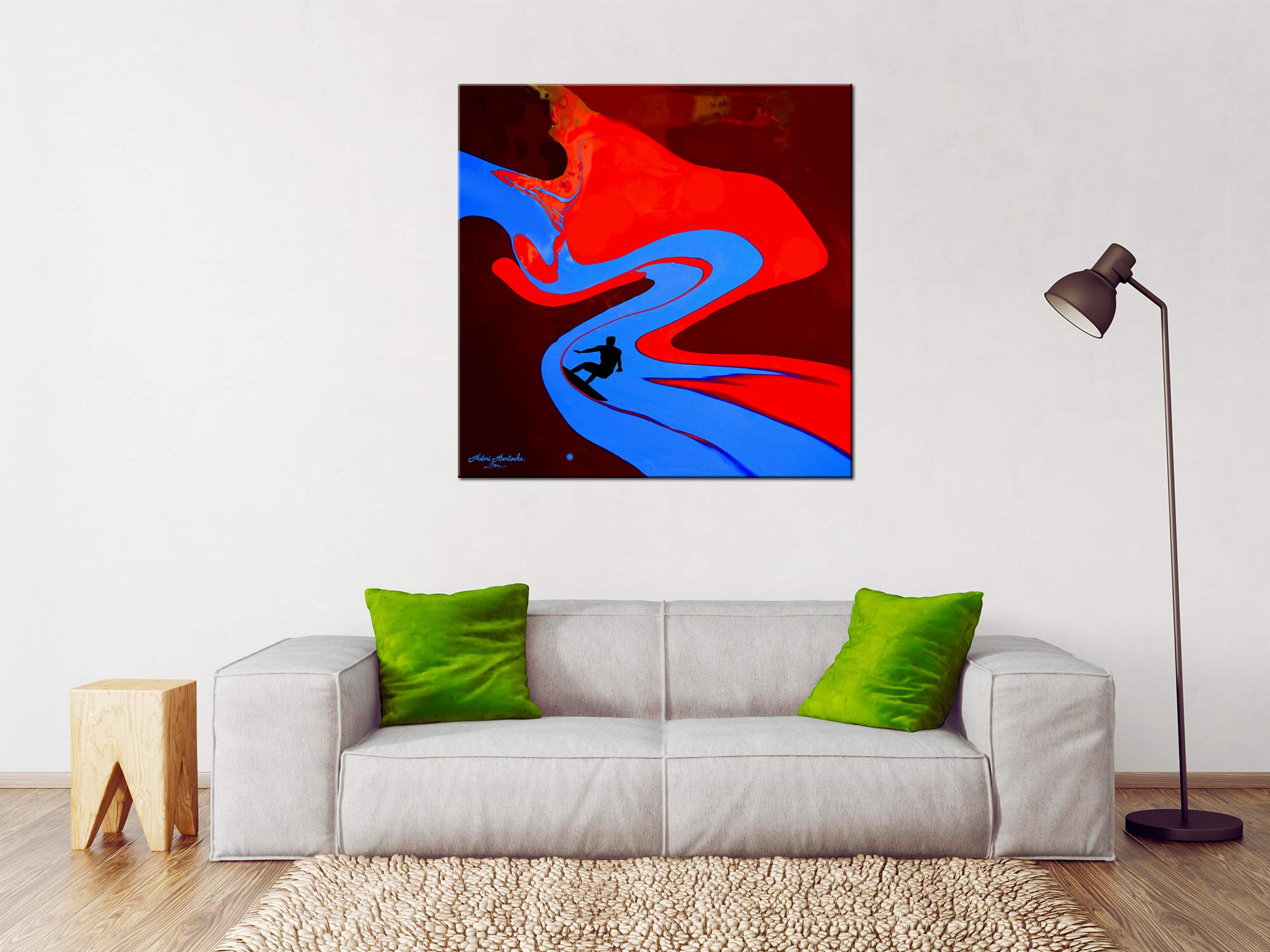 Declina, decorazione da parete quadro, quadro Deco Home, quadro decorativo da parete per soggiorno, quadro Surf The Painting, riproduzione su tela, serie limitata, 80 x 80 cm