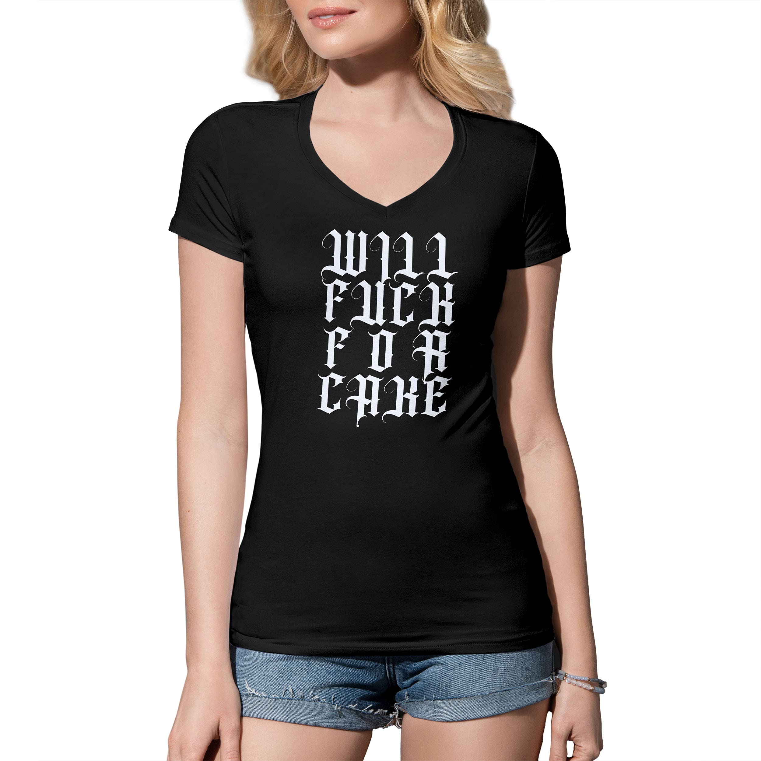 B&S Boutique Will F*ck for Cake Women's V-Neck Shirt