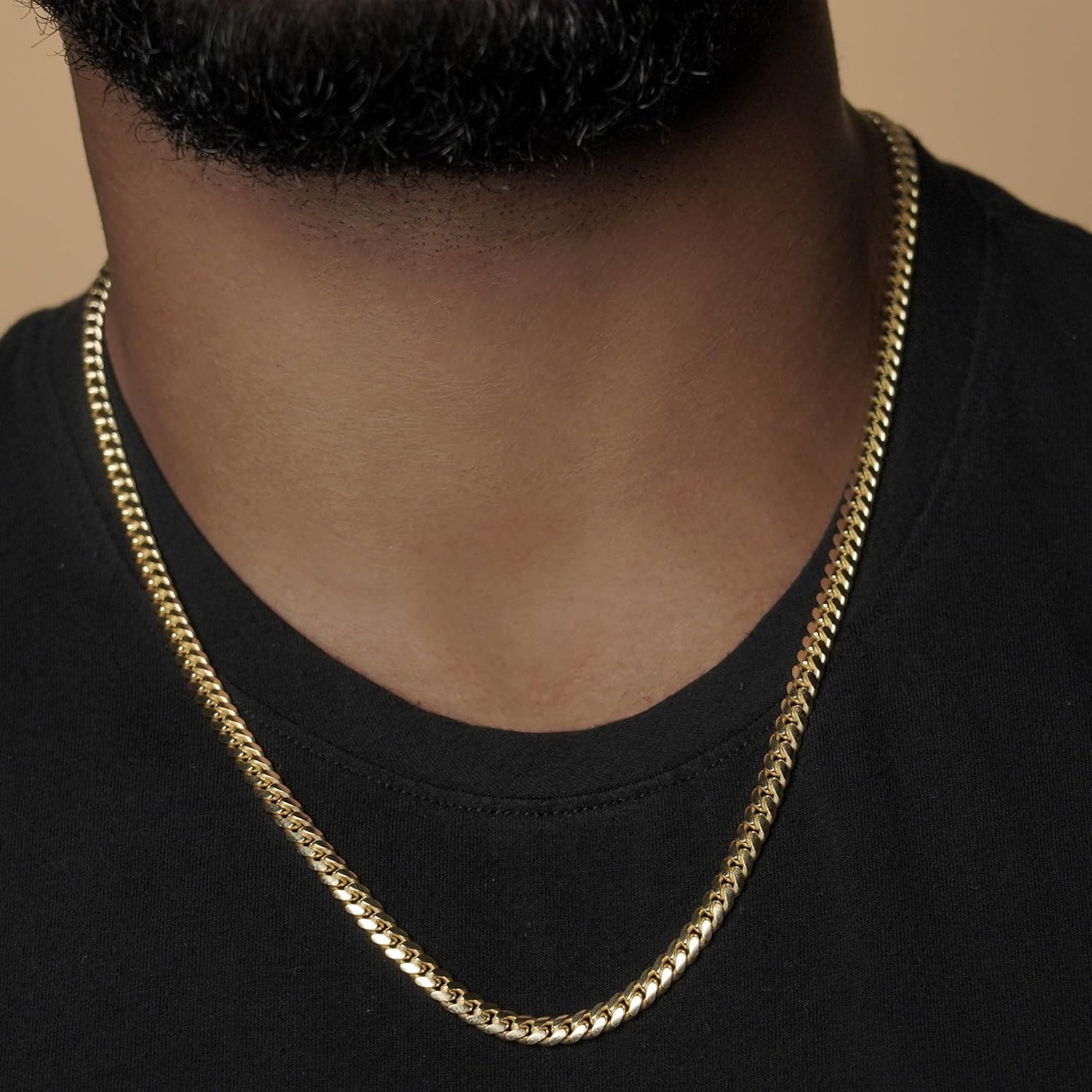CG&KYGG 3mm 6mm Miami Cuban Link Chain 14K Real Gold Plated 316L Stainless Steel Solid Necklace for Mens Womens(Double Safety Clasp, Christmas or Birthday Gift) - Image 4