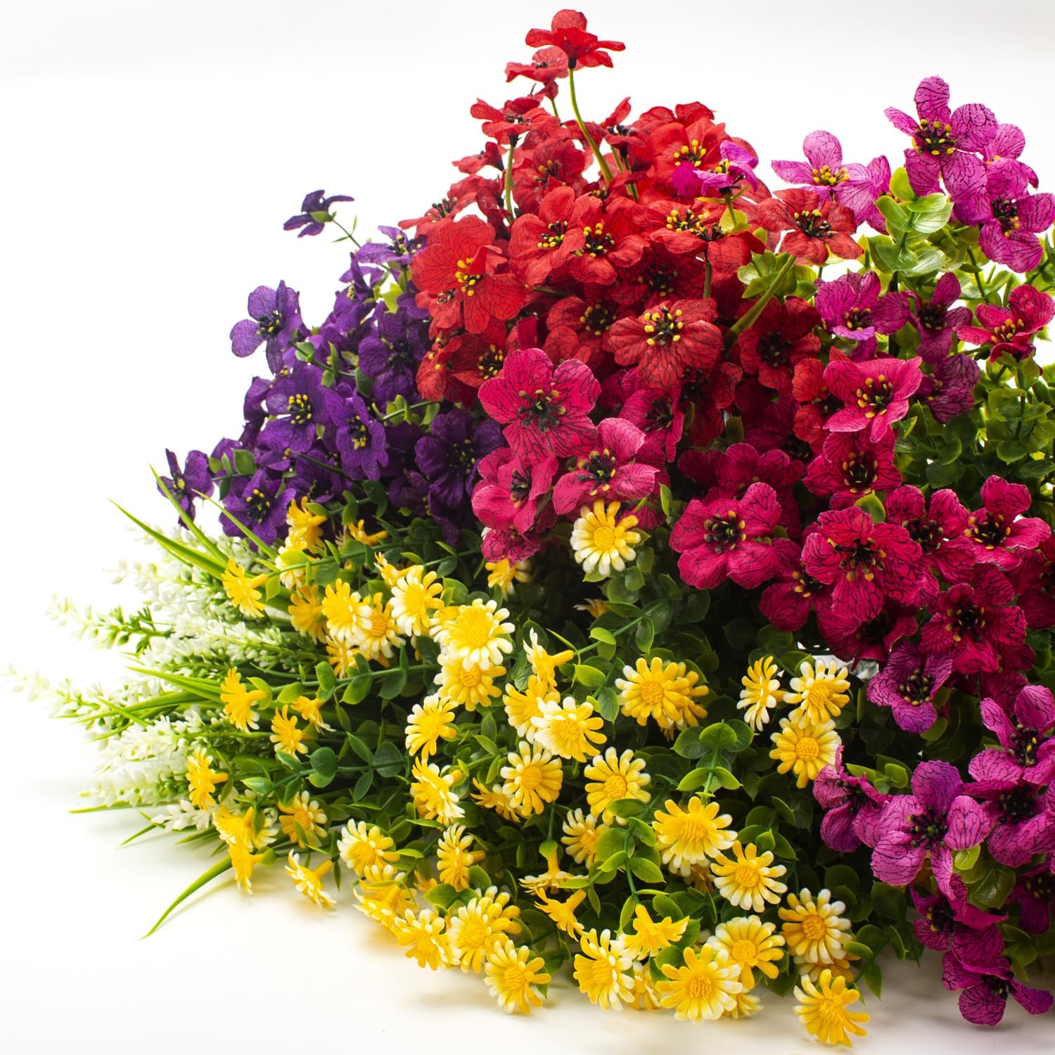 20 Bundles Artificial Flowers Outdoor No Fade UV Resistant Fake Plastic Flowers Faux Plants for Garden Patio Porch Window Box Home Wedding Farmhouse Hanging Décor