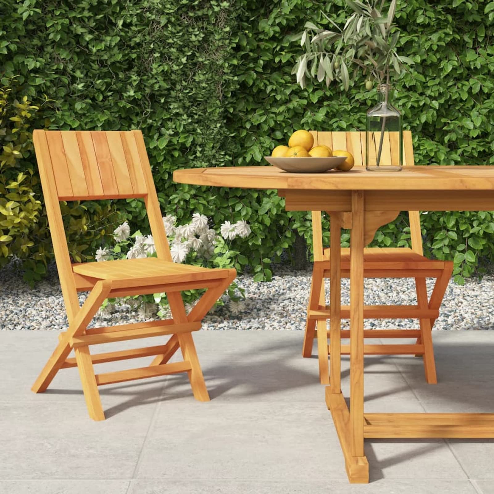 Chaise de jardin pliante teck Homgoday pour petits balcons étroits