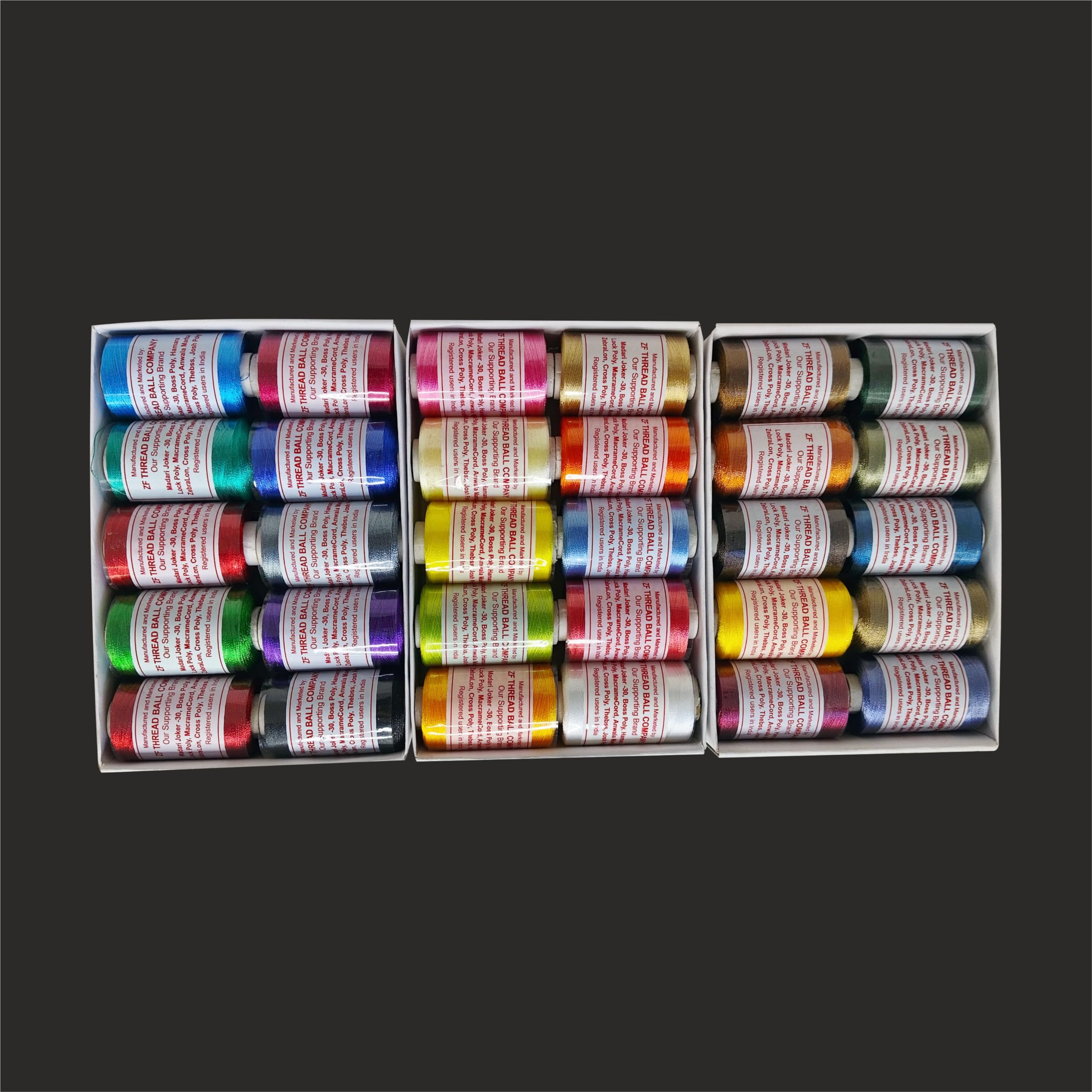 Zoohi Brand 30 Pcs Polyester Silk Embroidery Threads, Barik (Thin) 0.20 MM, 900m Spool, for Embroidery Machines, Jewellery Making (3, Basic Color) 4