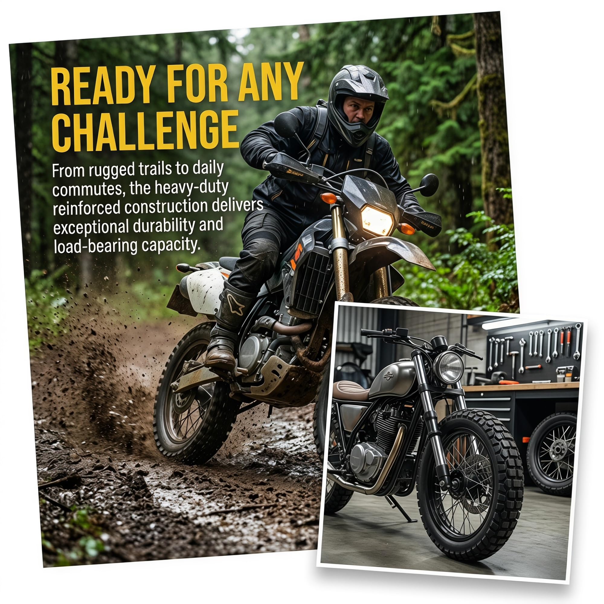 2.75-18 Pneu Moto Tubeless pour Jante 18 Pouces 2.75/18 8 Plis 48P 300kPa 195kg Charge Max 2.75 18 Profil Tout-Terrain