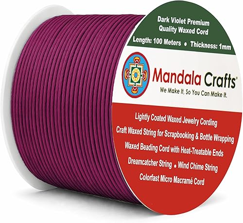 Miniatura 37 de Cuerda Mandala Crafts 0.03 pulgadas 109 yardas para hacer joyería, artesanía, macramé, cuerda de algodón encerado