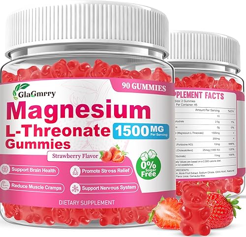 Miniatura 8 de 90 unidades de gomitas L-treonato de magnesio de 1500 mg, suplemento de treonato de magnesio de alta absorción para adultos y niños, apoya la salud