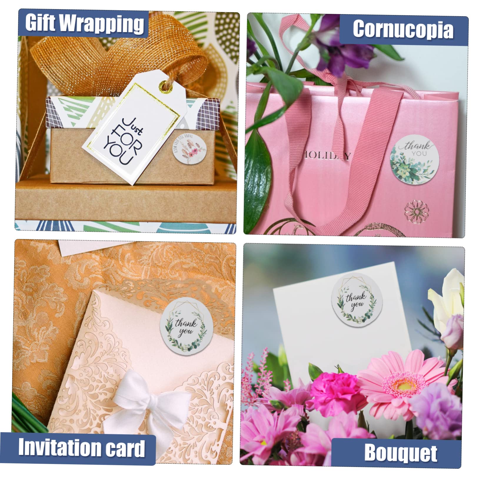 VILLCASE 18rotoli Adesivi Creativi Per Buste Con Design Di Ringraziamento Stickers Autoadesivi Per Decorazioni Di Feste Compleanni e Matrimoni
