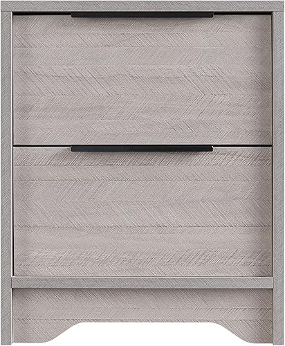 Miniatura 2 de JYXNHJE Juego de 2 mesitas de noche, mesitas de noche de madera con dos cajones, toboganes de acero con cajones extraíbles, dormitorio, mesita de