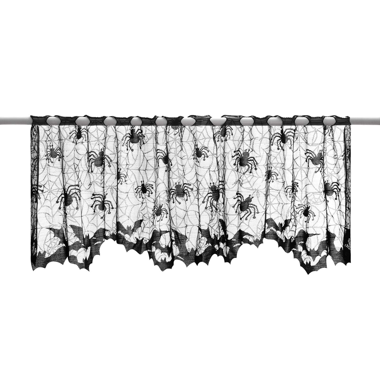 BESTOYARD Halloween Lace Window Curtain with Spider and Bats Design, Sheer Curtain for Indoor, Lampshade, Fireplace Cloth, Spooky Ghost Festival Party