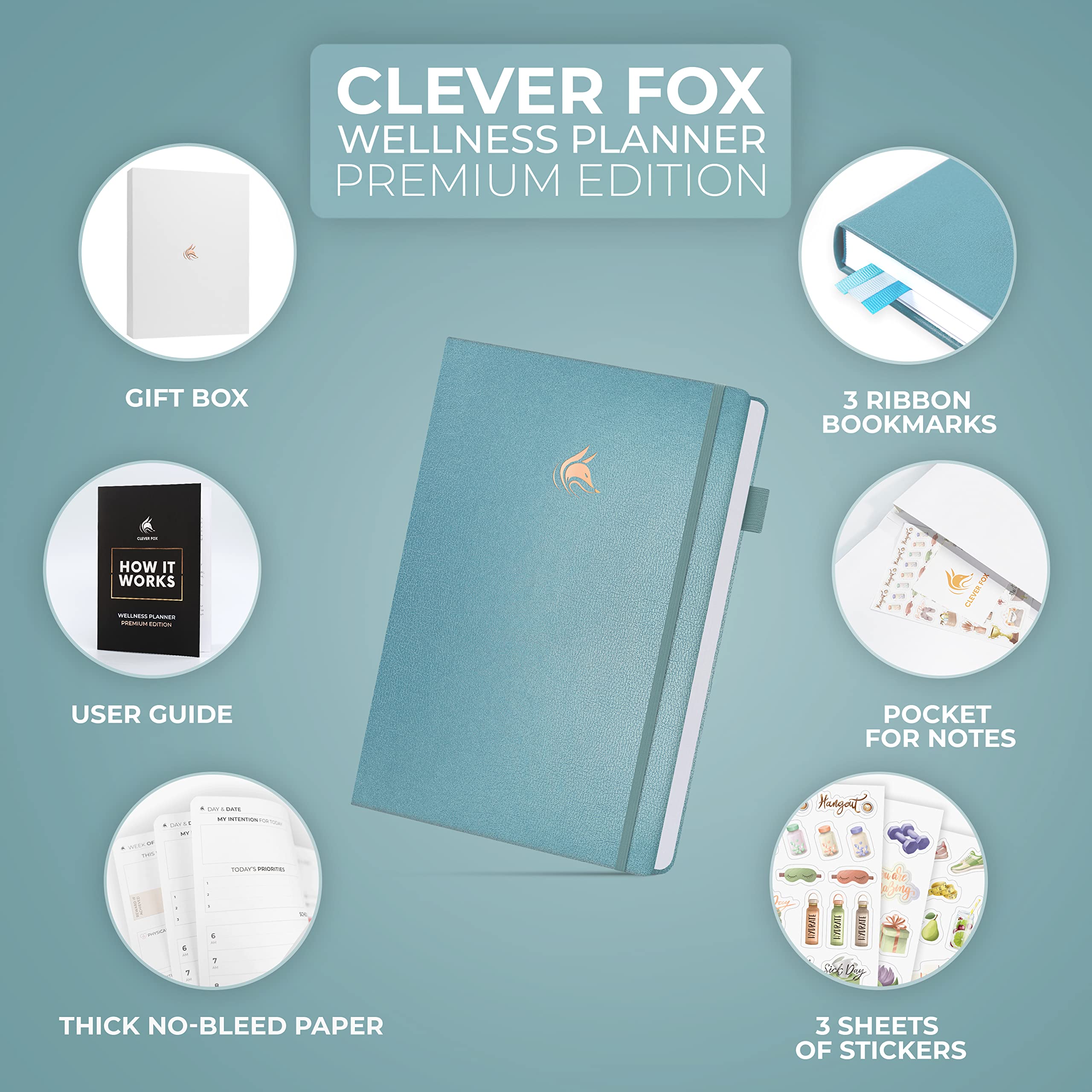 Clever Fox Wellness Planner Premium, Daily Lifestyle Journal to Support Health, Nutrition & Exercise - Image 2