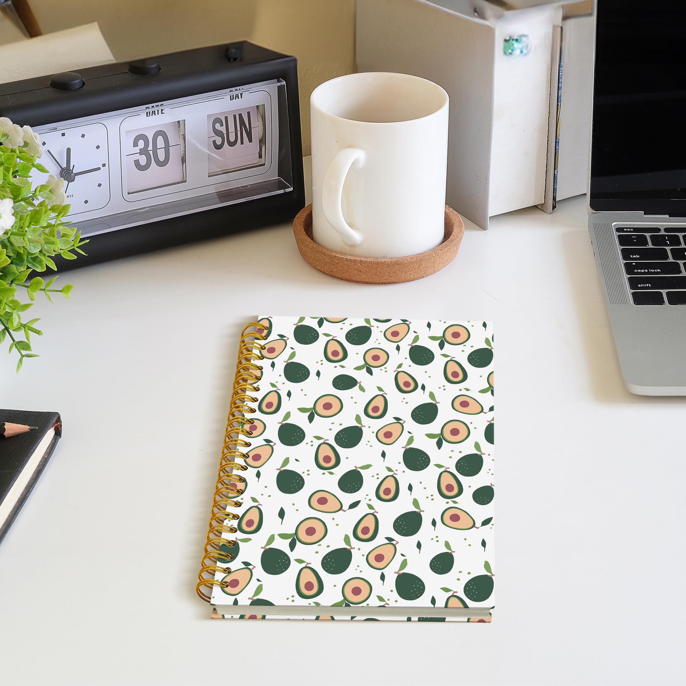 Avocado Fruit Spiral Notebook Journal, Avocado Gifts for Women, Fruit Lover Gifts, Cute Avocados Fruits Botanical Hardcover Notebook Journal, 5.5x8.3 Inch