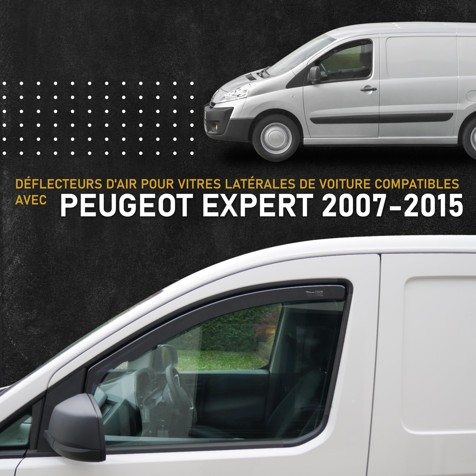 Heko - Compatibles avec Peugeot Expert 2007-2016 ; Déflecteurs de Vitres Latérales ; Déflecteurs Latéraux ; Avant ; 2 pcs ; Déflecteurs de Pluie, Teintés, Aérodynamiques ; Montage Simple et Rapide