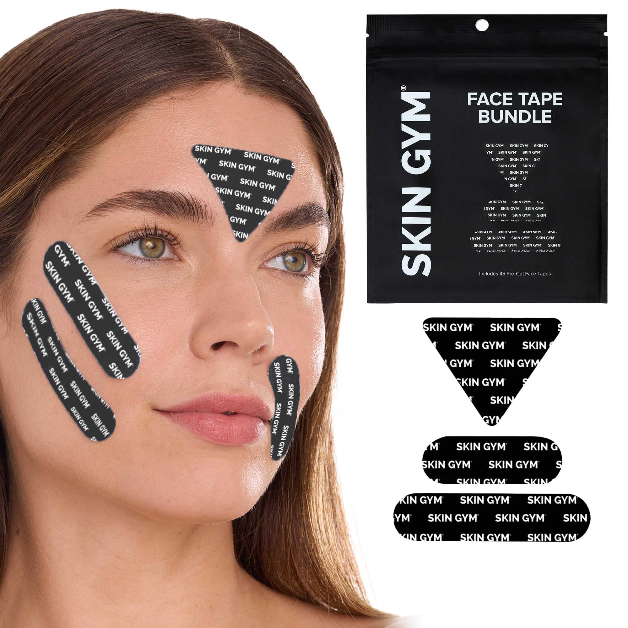 Skin Gym Face Tape Wrinkle Patch Bundle, 45 Pre-Cut Overnight Strips