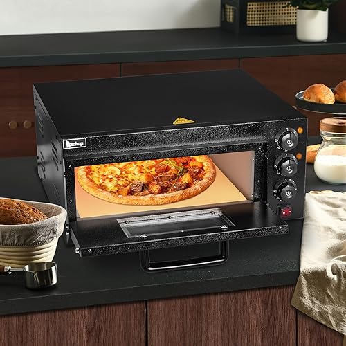 Miniatura 8 de Winado Horno eléctrico de pizza de encimera, horno de pizza comercial de acero inoxidable 2000 W con ventana visible, piedra para pizza para el