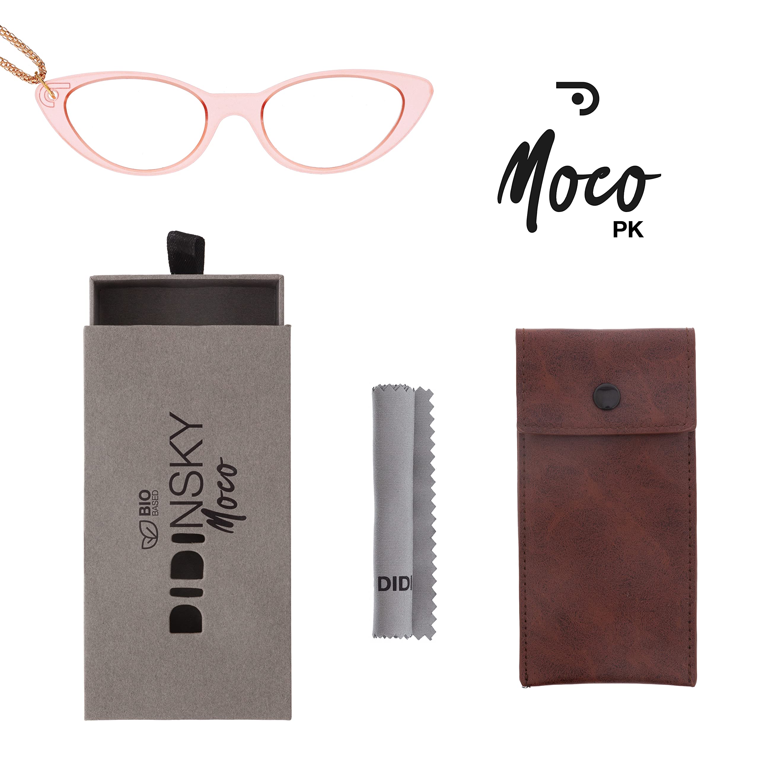 DIDINSKY Moco okulary do czytania na łańcuszku, różne kształty