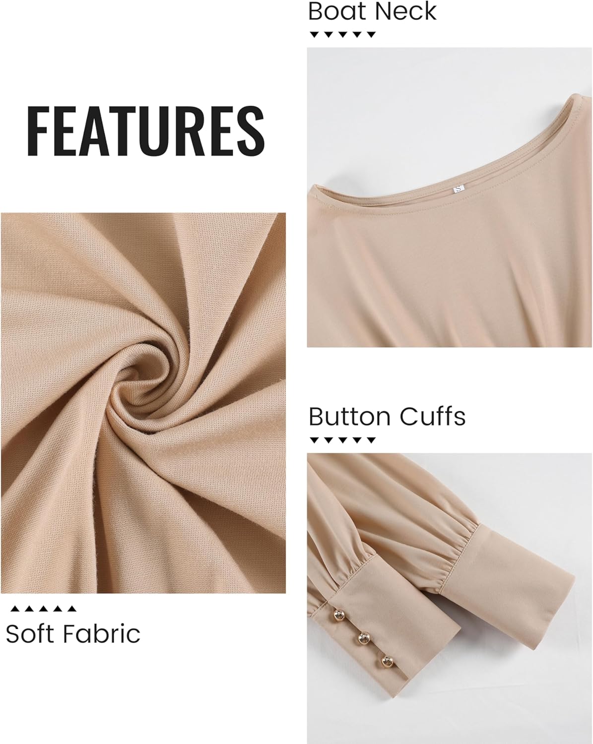 EsheSy Women's Peplum Sweatshirt Long Sleeve Boat Neck Pleated Top Dressy Casual Pullover Tunics Bussiness Shirts with Belt - Image 6