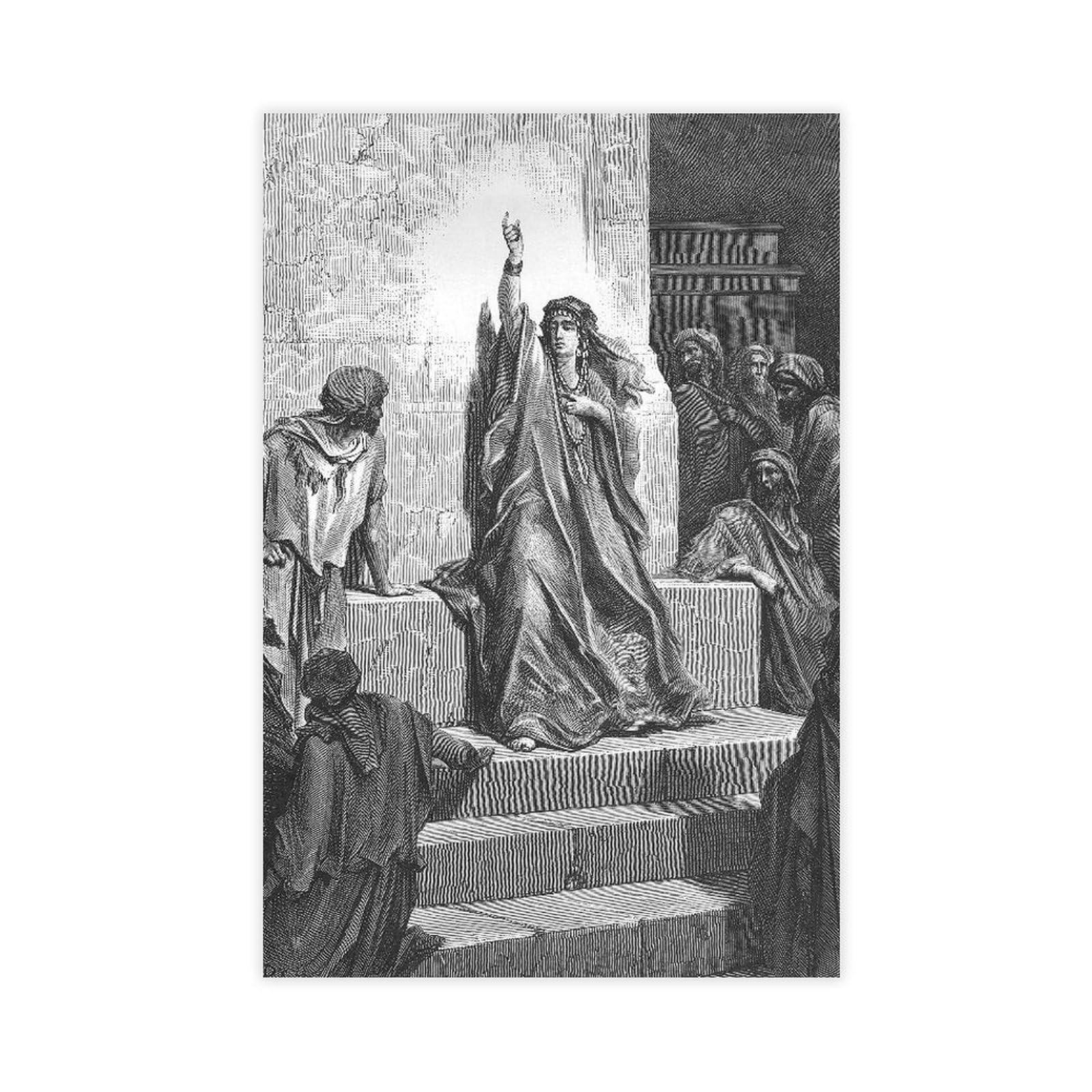 DFJyjFGJJ Deborah Praises Jael by Gustave Dore Vintage Poster Romanticism Realism Black And White Art Wall Decoration Poster Family Bar Restaurant Garage Cafe Art Sign Gift 20" L X 30" W