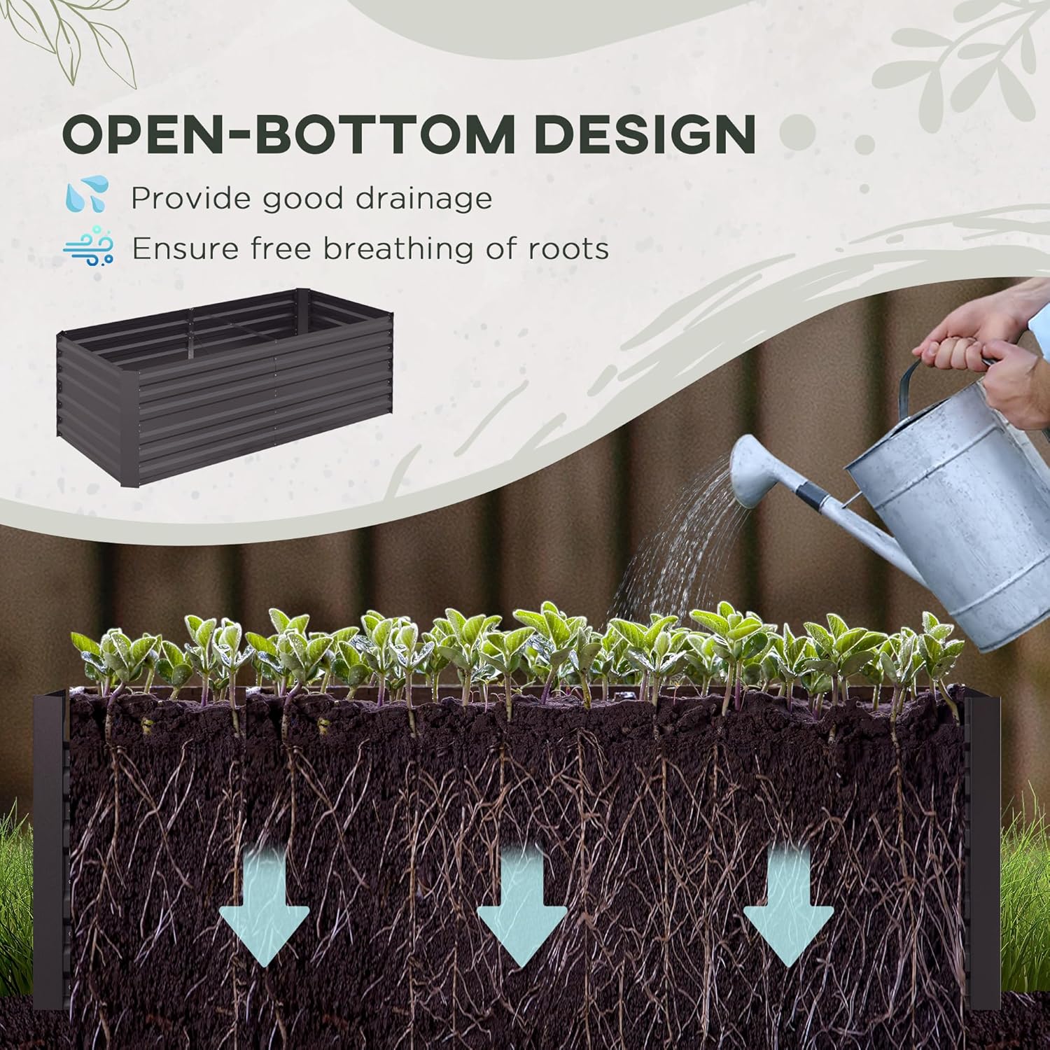 Galvanized Raised Garden Bed Kit, Large and Tall Metal Planter Box for Vegetables, Flowers, Reinforced, 6' x 3' x 2', Dark Gray