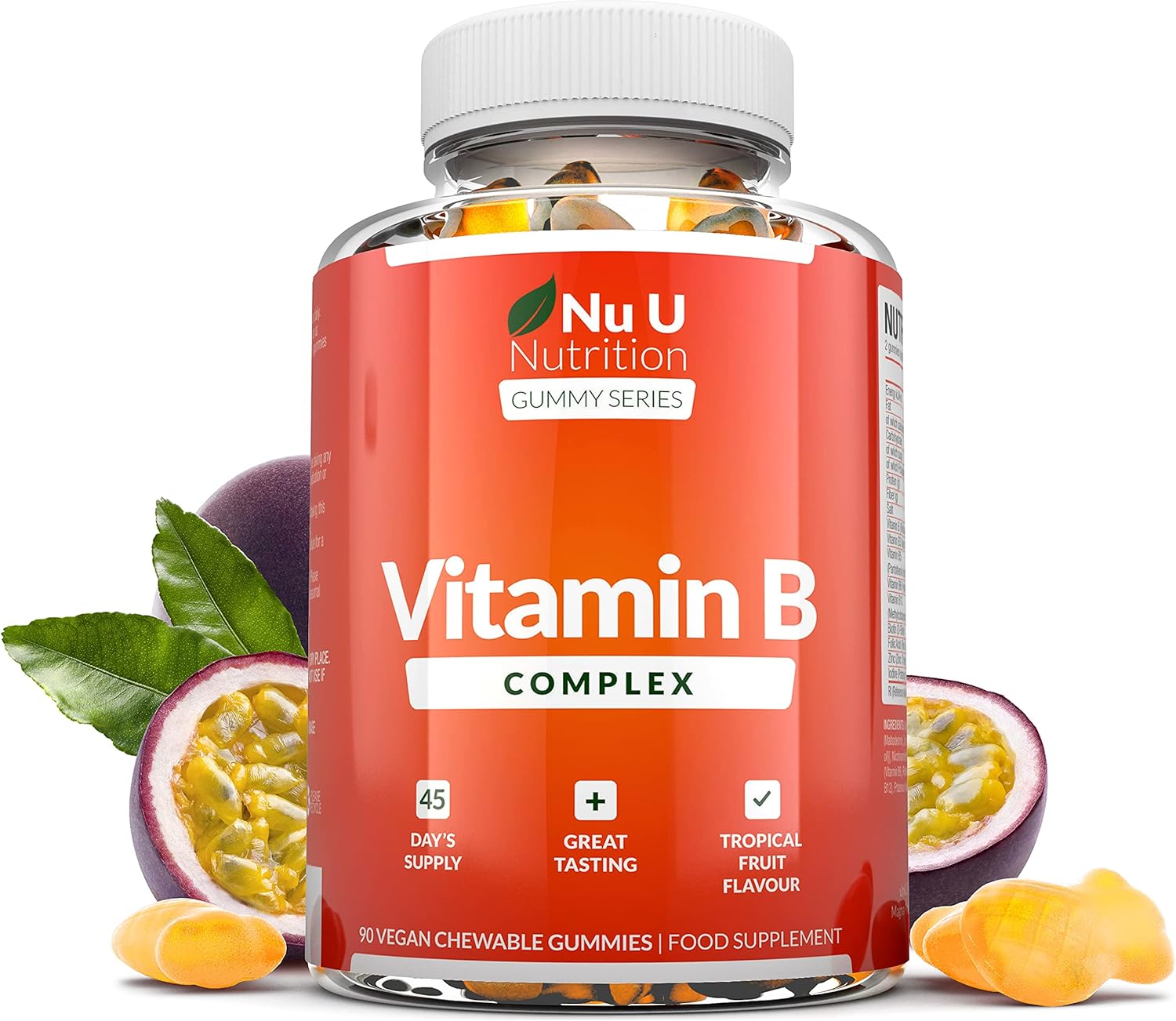 Vitamin B Complex Gummies for Adults & Kids (12+), 90 Vegan Gummies, Tropical Fruit Flavour, High Strength Vitamin B2, B3, B5 - Image 3