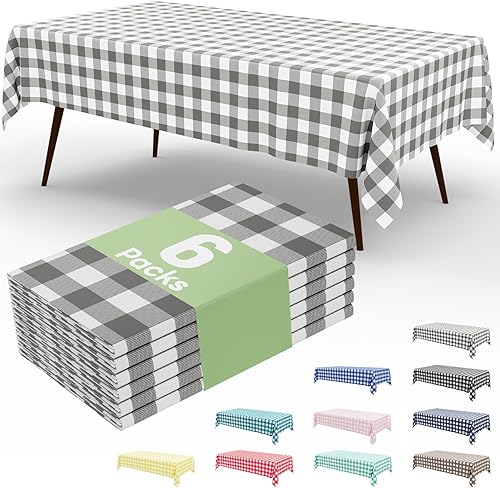 Miniatura 50 de misaya Paquete de 4 manteles desechables de búfalo, mantel de plástico impermeable de 54 x 108 pulgadas, manteles rectangulares a cuadros azules y