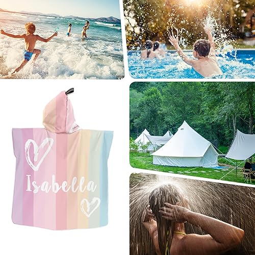 Miniatura 7 de Toalla de playa personalizada con capucha para niños, toallas de playa personalizadas con capucha, súper absorbente, de secado rápido, personalizada