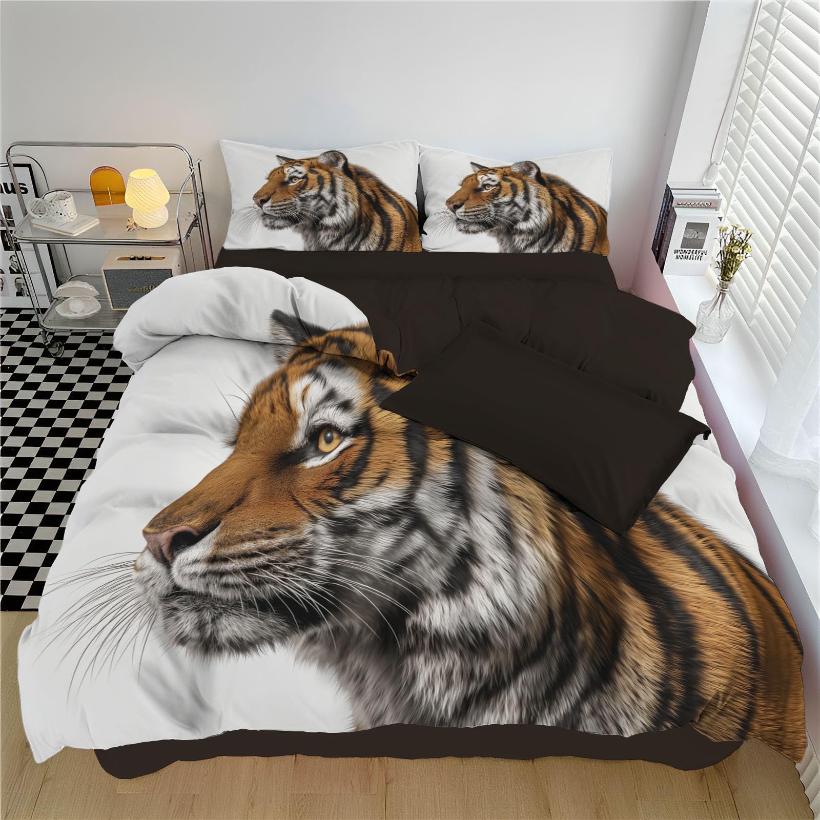 Housse de couette tigre facile à entretenir et confortable pour lit ado