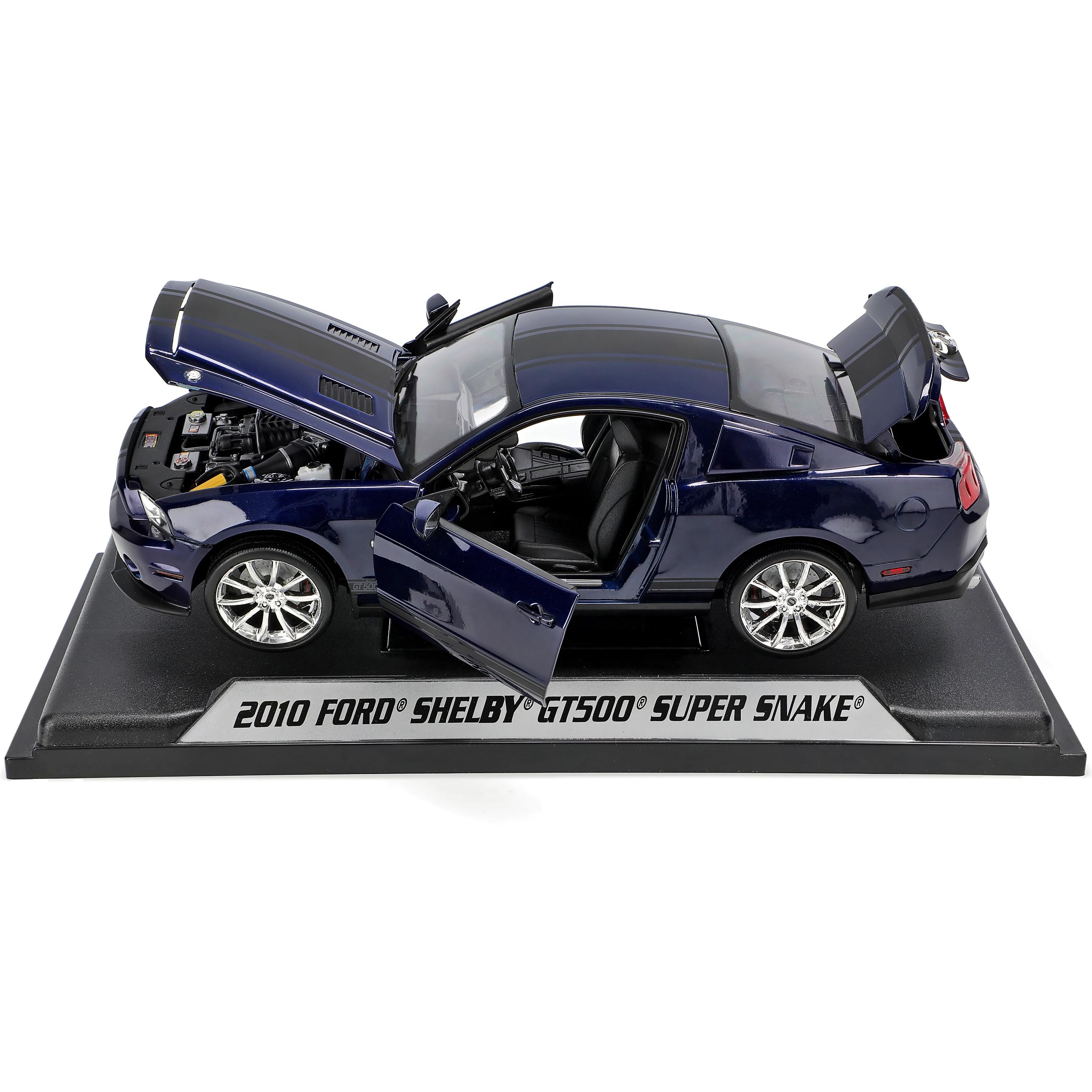 Generisch F*o*r*d Shelby Mustang 2010 Gt500 GT 500 Dunkel Blau Schwarze Streifen 1/18 Shelby Collectibles Modellauto Modell Auto