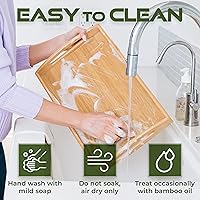 Vista 6 de Greenco Bandeja rectangular de bambú para servir mayordomo con asas, bandejas de cama para comer, bandeja de cama, bandeja de desayuno