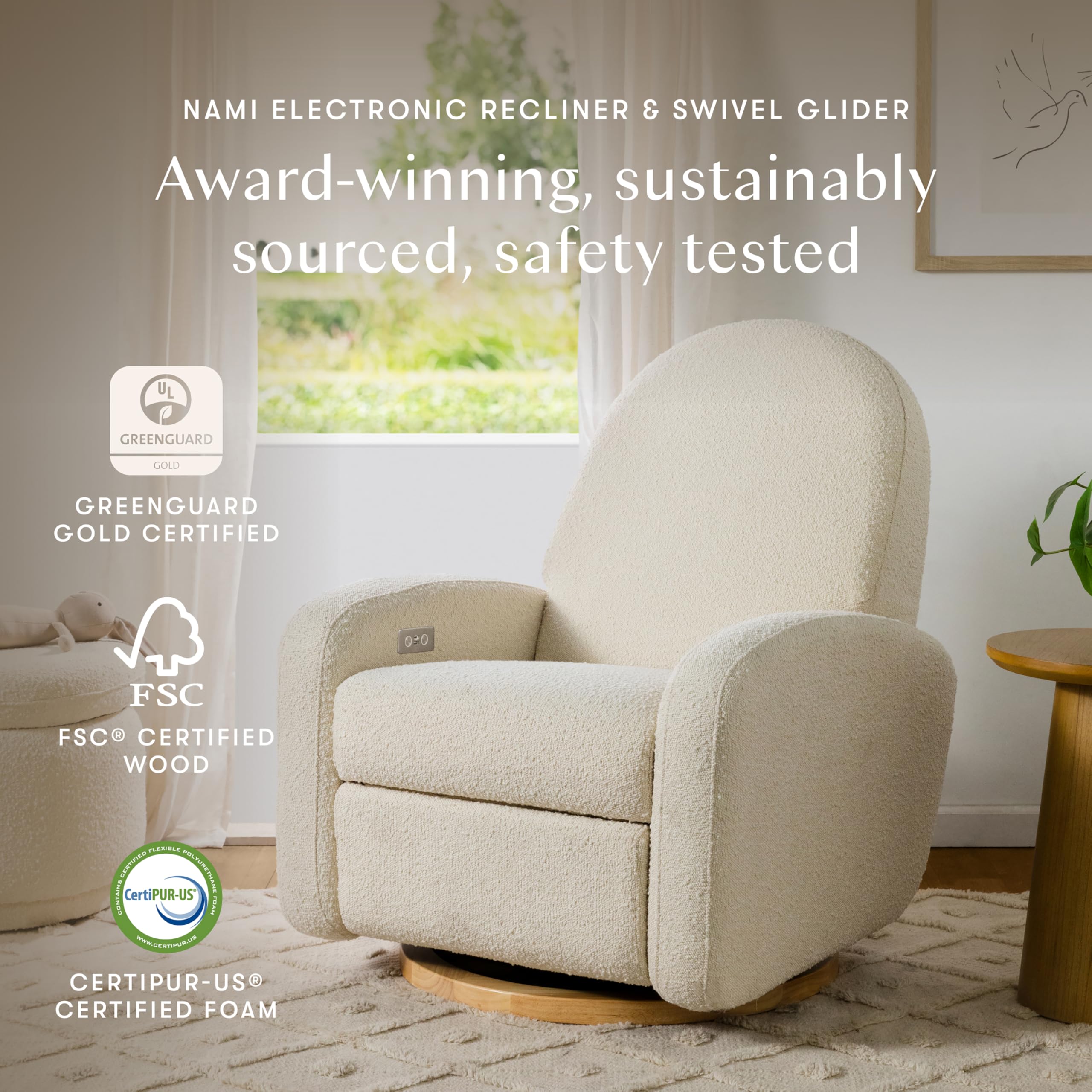 Amazon.com: Babyletto Nami Power Recliner Glider Chair, Ivory