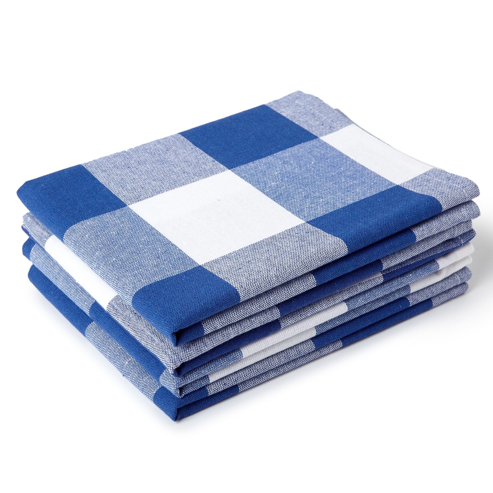 Encasa XO Kitchen Cloth for Cooking | Cotton Hand Towel for Quick Drying Dishes | 70x45 cm Tea Towels | Highly Absorbent for Cleaning of Plates & Glasses | Buffalo Blue Checks (Set of 4 Pieces)