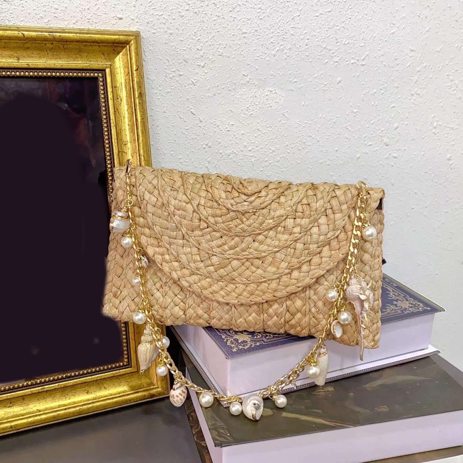 Borsa a tracolla contemporanea Borsa sottobraccio in lino cotone con scomparti organizzativi Borsa a tracolla intrecciata a mano elegante per trasporto quotidiano
