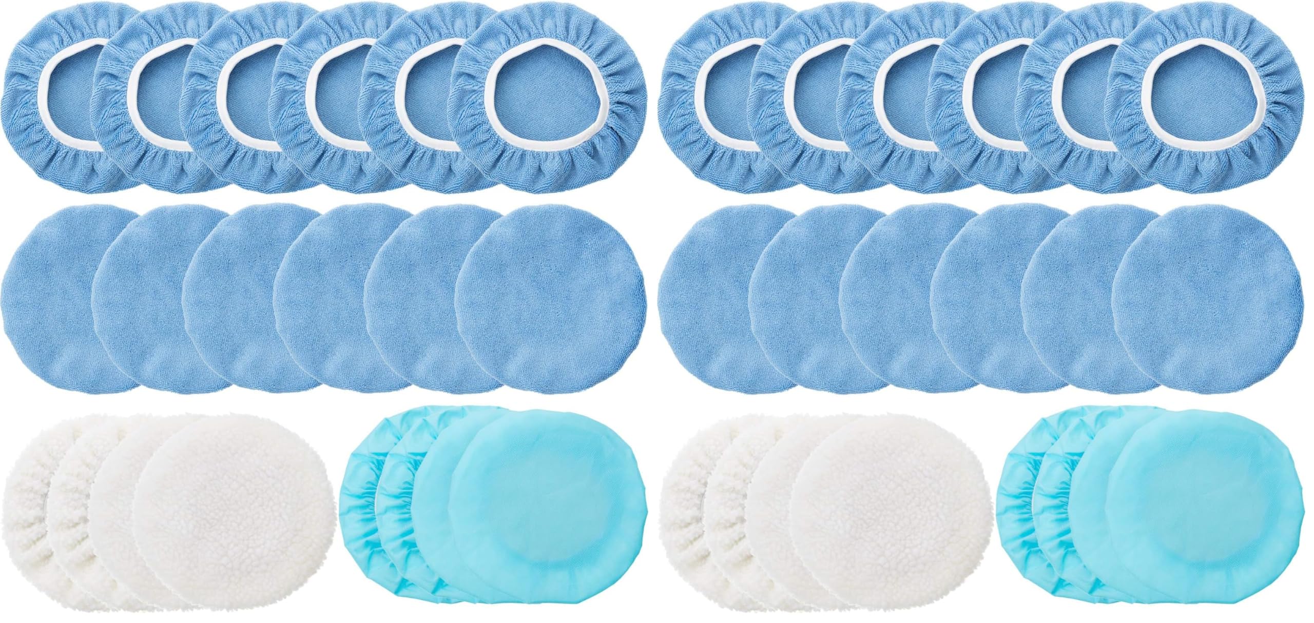 Mudder 20 Pcs 5-6 Inch Car Orbital Buffer Pads Polisher Bonnet, Blue