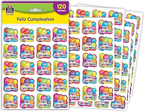 Teacher Created Resources Pegatinas Feliz Cumpleaños, paquete de 120