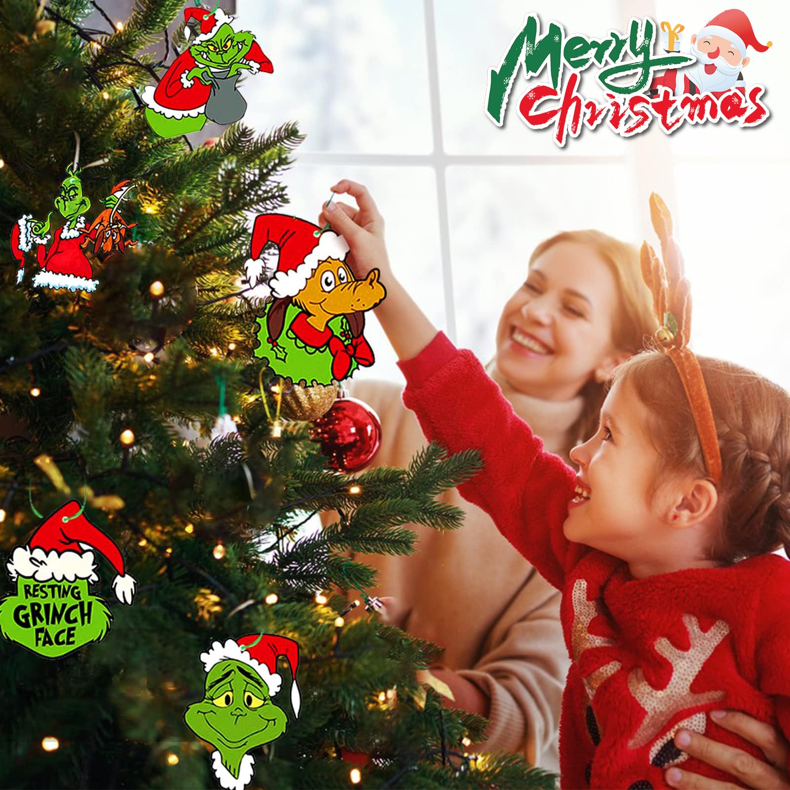 Resting face grinch christmas tree ornament Clearance