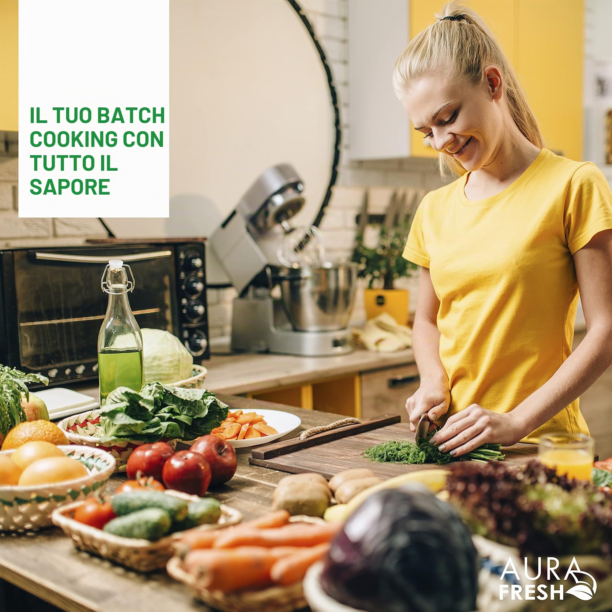 Aura Fresh Sistema di conservazione sottovuoto compatta con alto potere di aspirazione per conservare alimenti 7 piezas