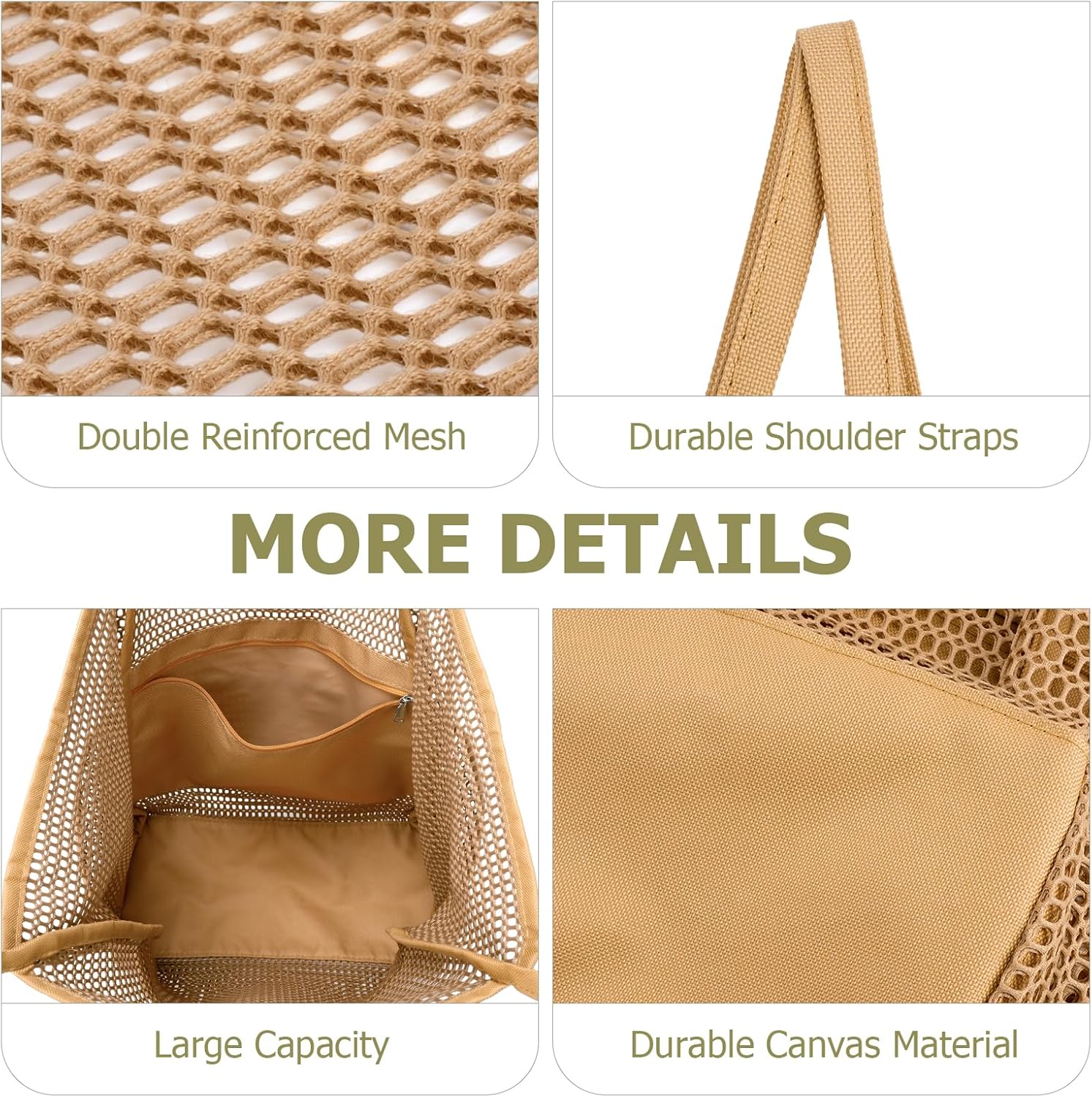 Iioscre Mesh Beach Bag for Women, Hobo Pool Bags with Wide Shoulder Straps & Zipper Inner Pocket, 23L Swim Bag for Vacation. - Image 6