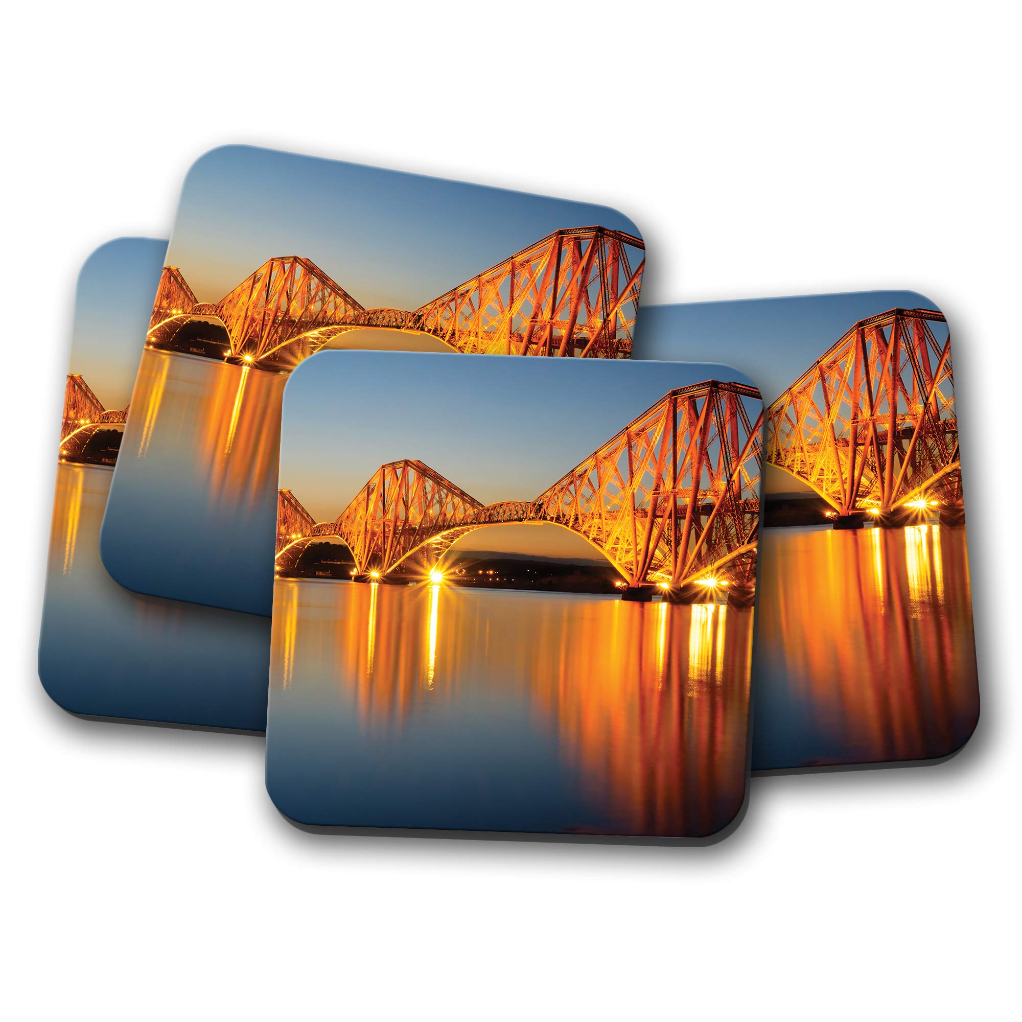 Destination Vinyl Ltd Multicolor 4 Set - Stunning Forth Rail Bridge Coaster - Edinburgh Scotland Fun #12746