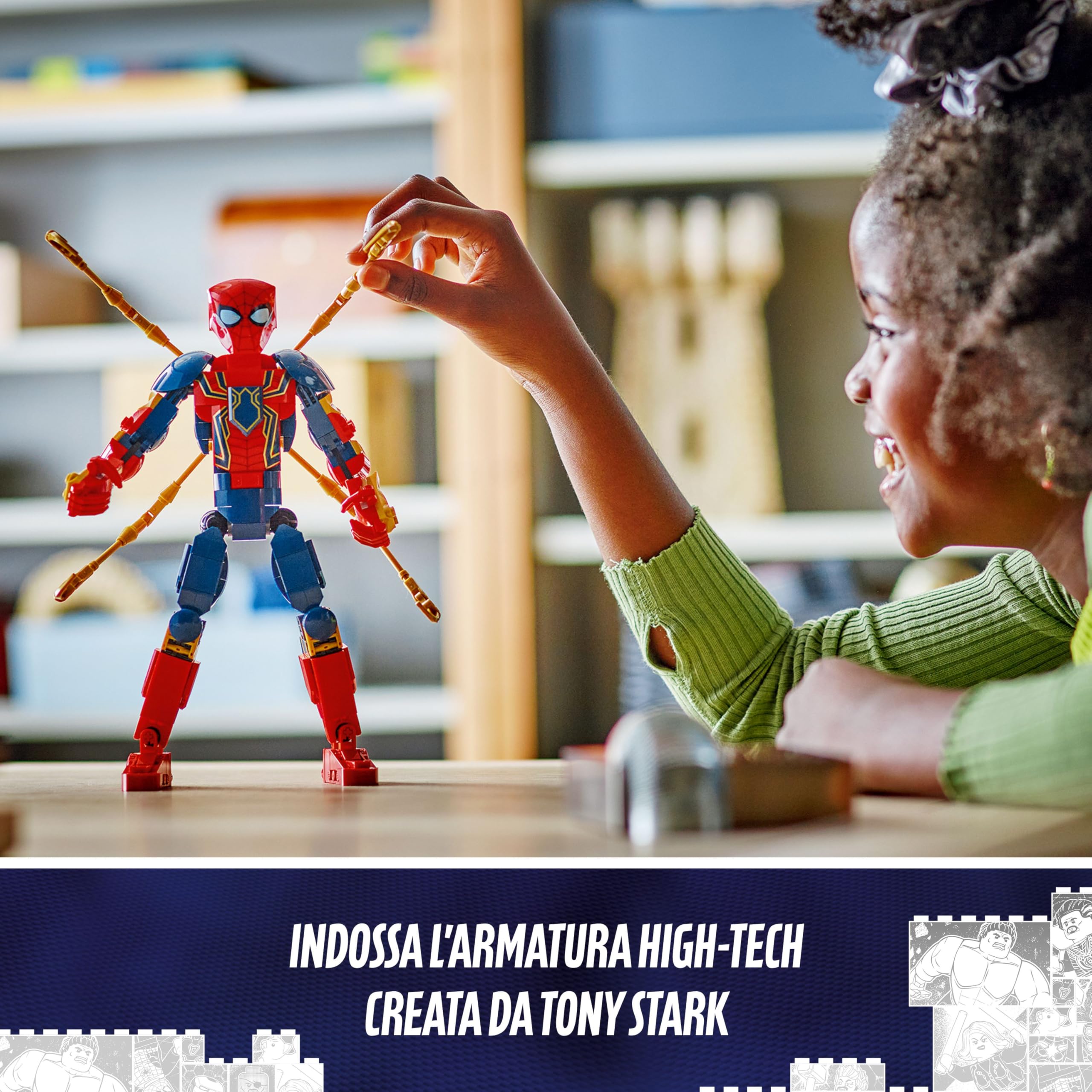 LEGO | Marvel Personaggio Costruibile di Iron Spider-Man, Gioco d'Azione per Bambini e Bambine da 8 Anni con Supereroe Snodabile, Action Figure con 4 Braccia Extra, Idea Regalo da Collezione 76298