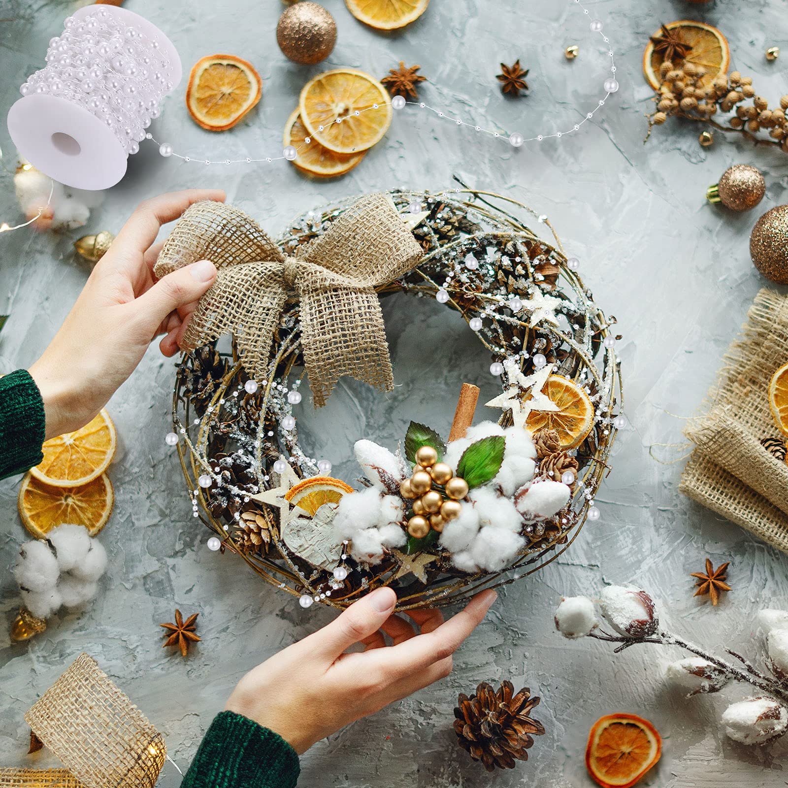 Weiße Perlen-Girlande 30 M - Für Weihnachtsdeko Und Basteln