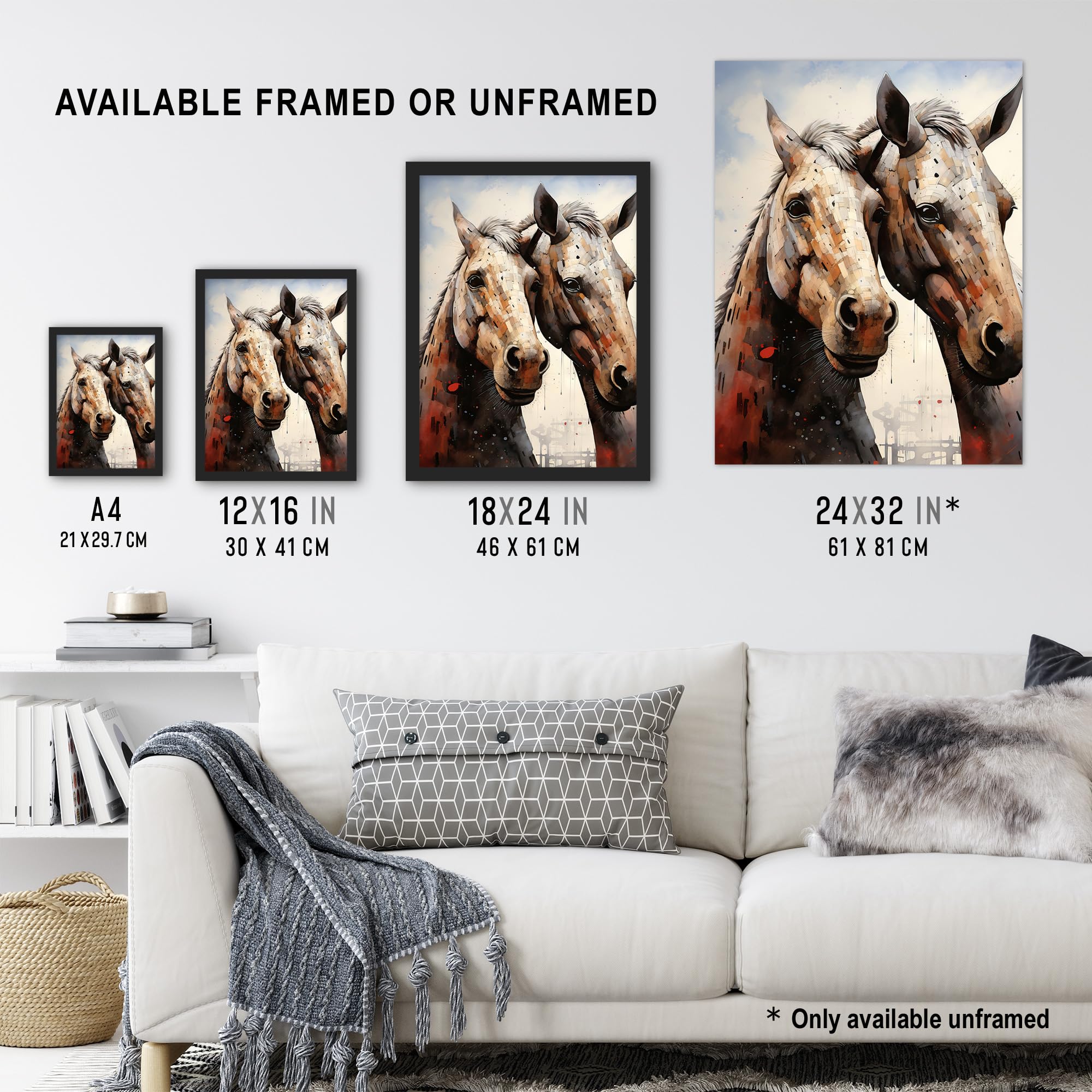 Artery8 Kelpies Reimagined Mythical Scottish Horse Illustration Artwork Falkirk Scotland Extra Large XL Wall Art Poster Print - Image 3