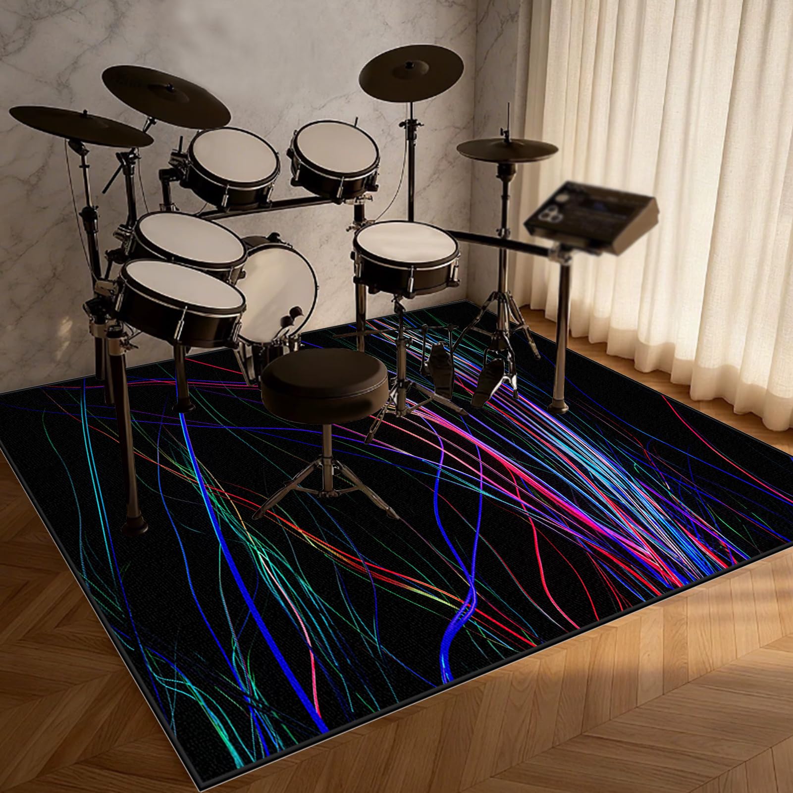 110 x 80 cm, dywanik bębnowy, antypoślizgowa, dźwiękoszczelna mata, prostokątna, do perkusji akustycznych, mata bębnowa, dźwiękoszczelny dywan dla perkusistów, mata podłogowa bębna, koc