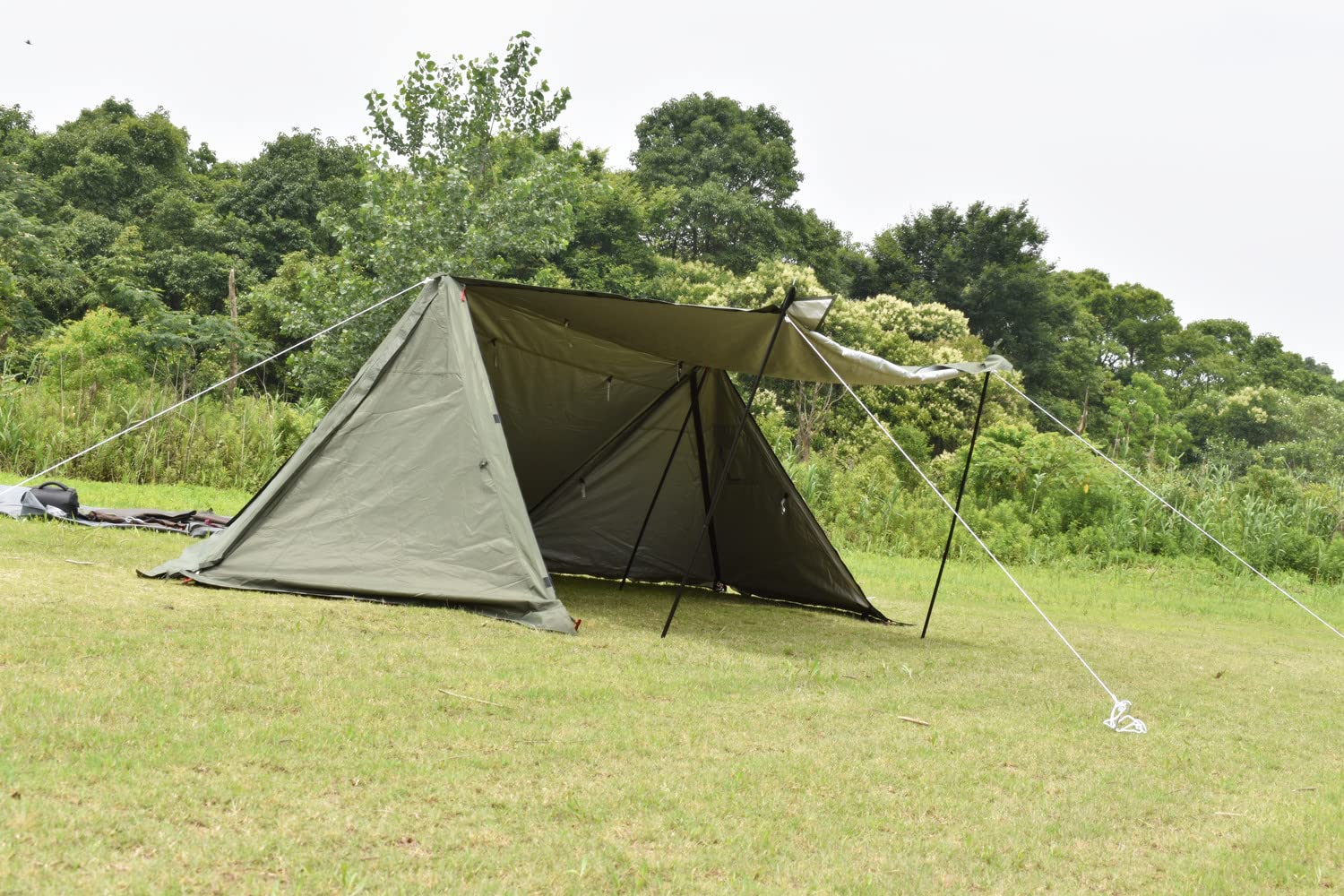 テント　タープ　軍幕 Amazon | タープテント パップテント 軍幕 ポール4本 付属 全面