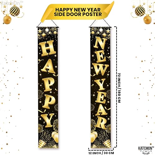 Miniatura 2 de KatchOn, Cartel de puerta de feliz año nuevo extra grande - 72 x 12 pulgadas | Decoraciones de fondo de feliz año nuevo 2026