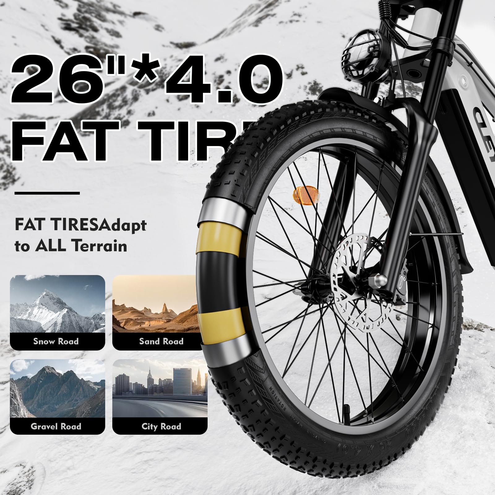 tifgalop Elektrofahrrad für Erwachsene, 26-Zoll-Offroad-Elektrofahrrad, doppelte Stoßdämpfung, 7 Gänge, 48V 18Ah Lithiumbatterie, Reichweite bis zu 45–90 Kilometer