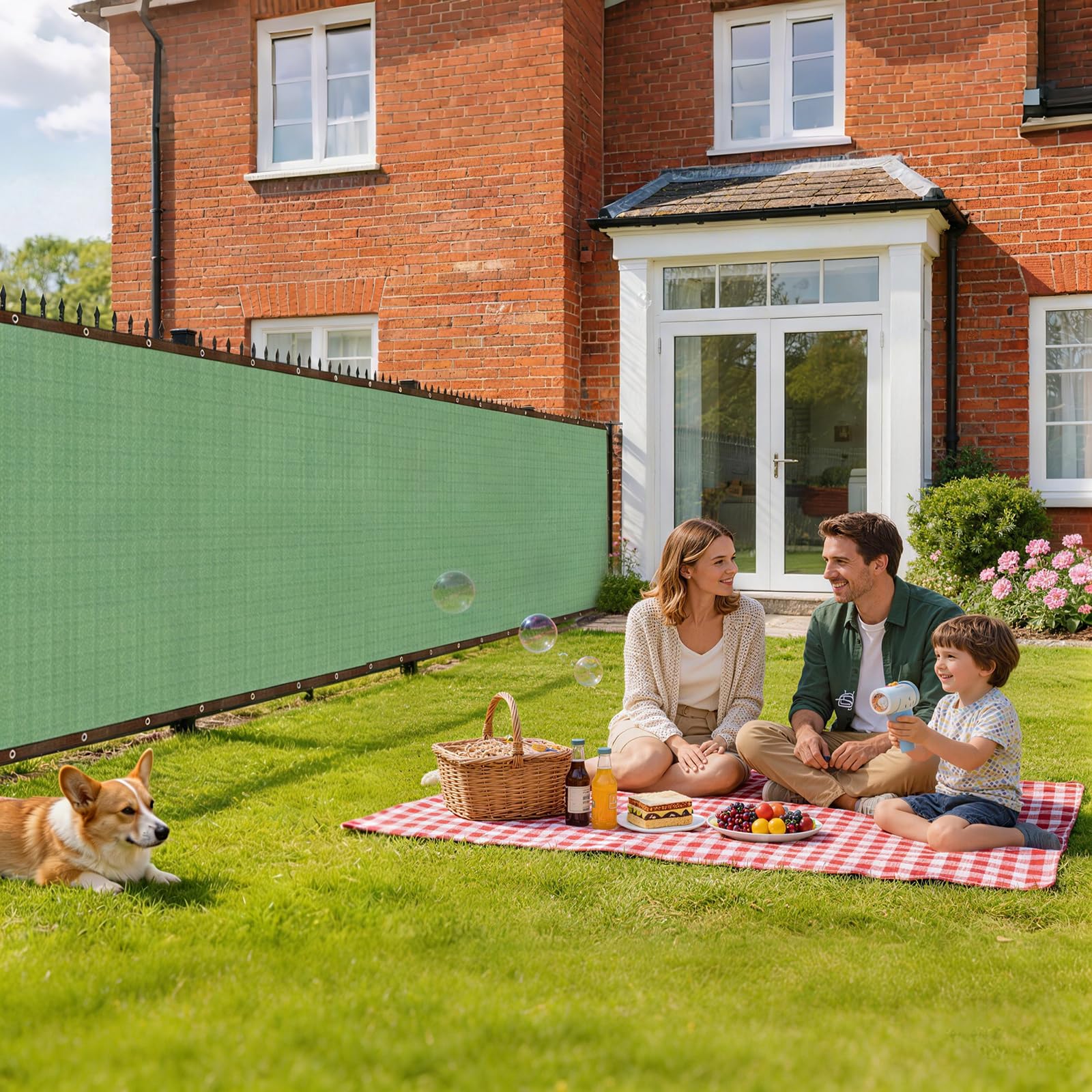 Rete per la privacy, 1,5 m x 10 m, con fori e 100 fascette per cavi, recinzione da giardino e frangivento, 110 g/m², HDPE 85% UV, per la privacy, l'area degli animali domestici e la