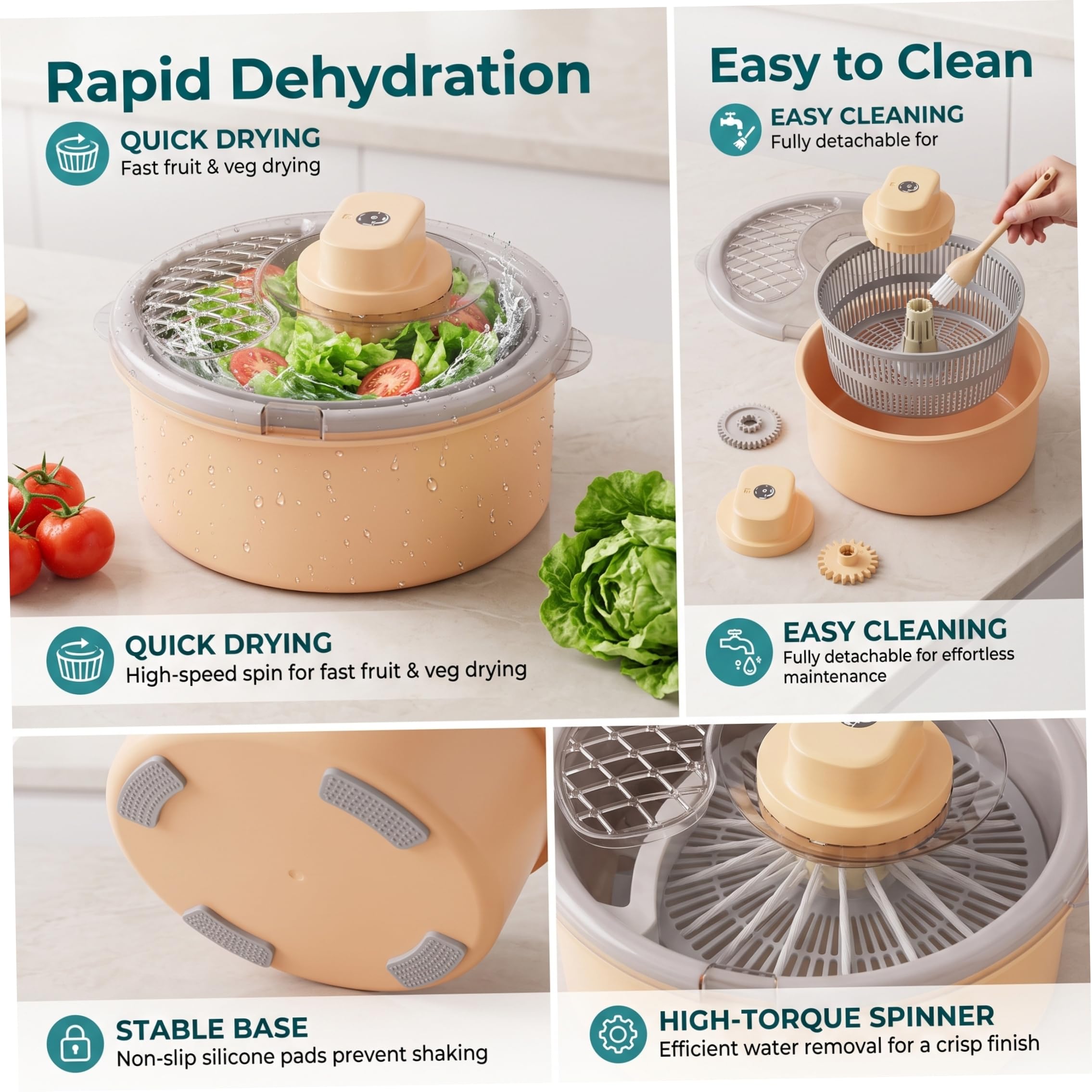 Pulitore Elettrico per Frutta, centrifuga per rondella di Verdure a 12 matrici | Detergente elettrico per frutta a 12 matrici, disidratazione rapida, batteria a lunga durata, pronto in cucina per l'uso