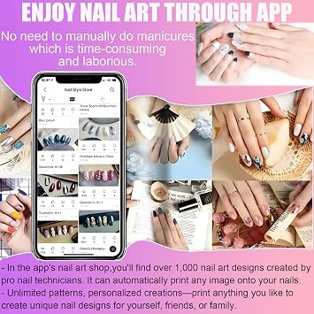 DIY Nail Printing Machine - 3D Portable Nail Art Printer With App - 2026 Nail-Art Machine 4800DPI & Auto Recognition, 1000+ Nail-Device For Salon & Home Use,99% Success Rate