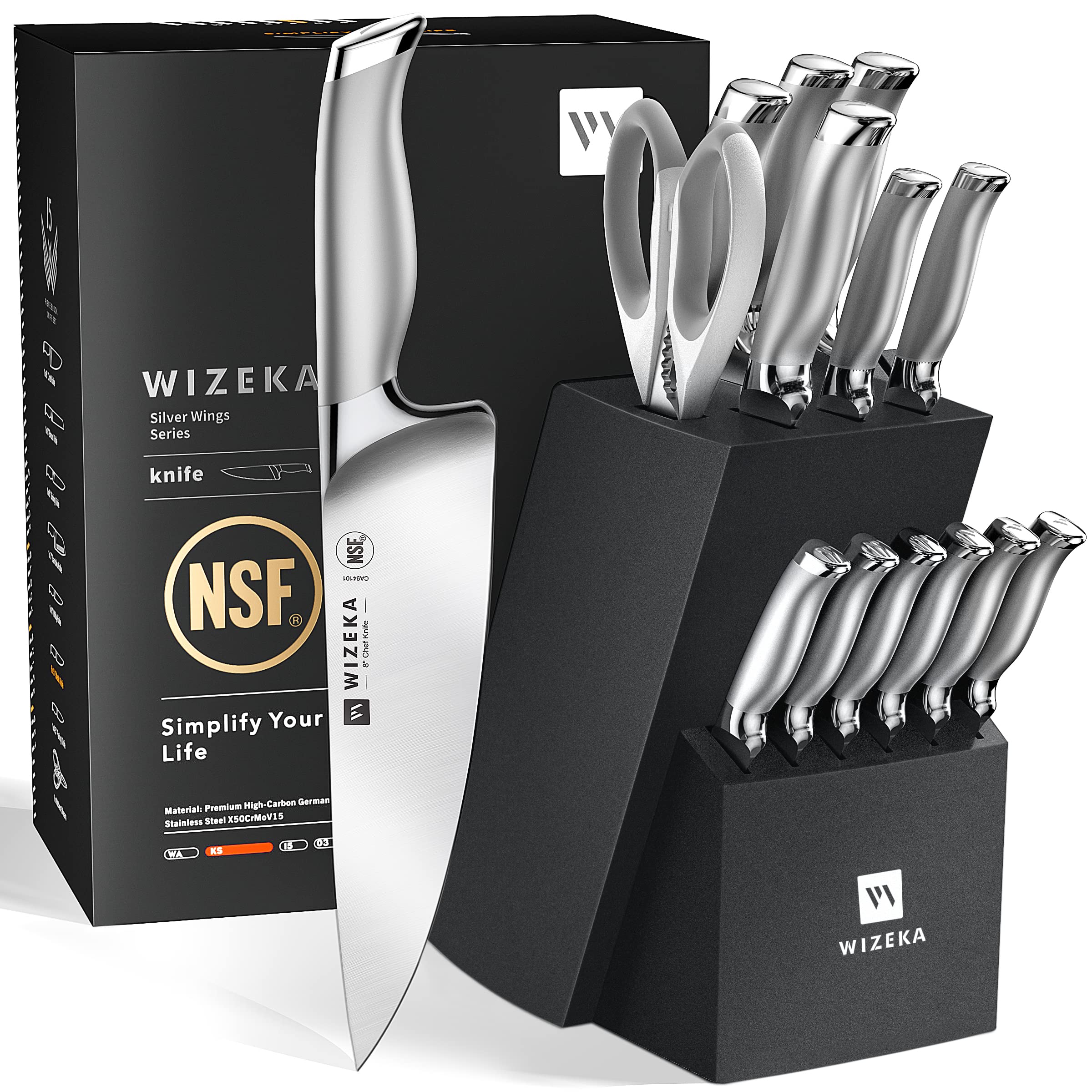 Amazon.com: WIZEKA Knife Set, 2 Set of 15pcs NSF Certified 1.4116