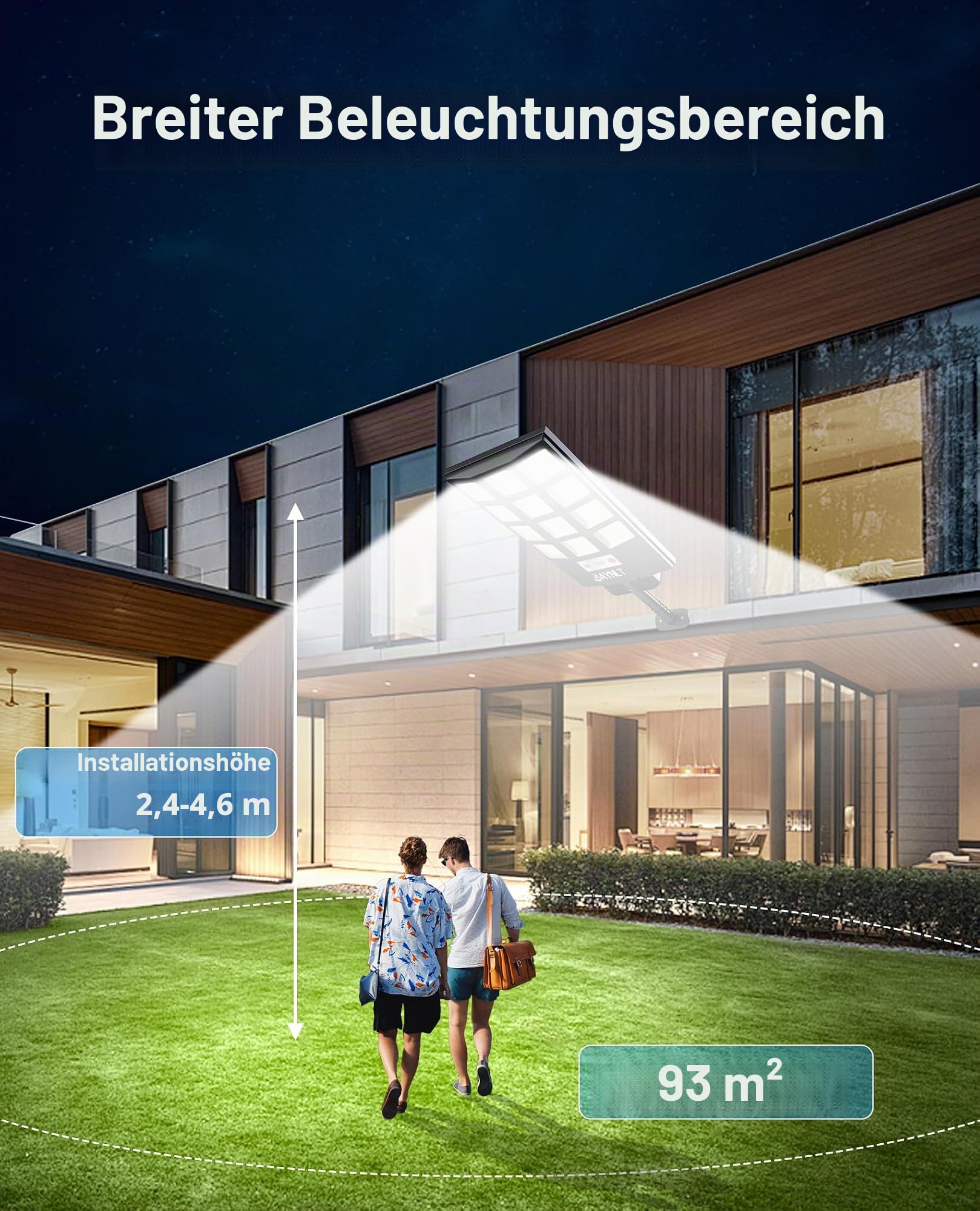 JAYNLT Solar Straßenlaterne für Außen, Solarlampen mit Bewegungssensor, 6500K Solarleuchten Dämmerung bis zum Morgengrauen, IP66 Wasserdichte Solarstrahler für Gärten Garage - 4PACK