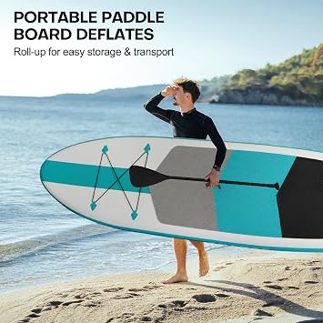 Panana Inflatable Stand Up Paddle Board 10'/10'8''x30''/32''x6'' iSUP Non-Slip Deck Paddleboard for Adults Beginners Youth, with Paddle Pump Fins Leash Backpack